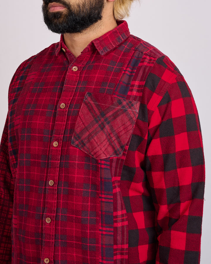 Needles Rebuild 7-Cuts Button Shirt Assorted Red Overdye