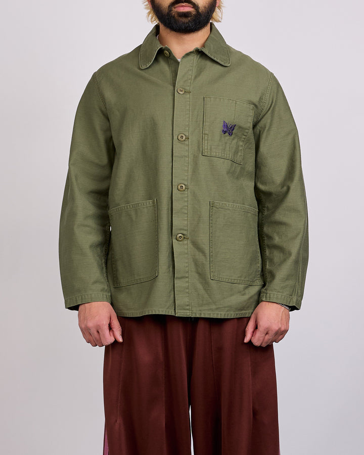 Needles Reversed Sateen Coverall Jacket Black