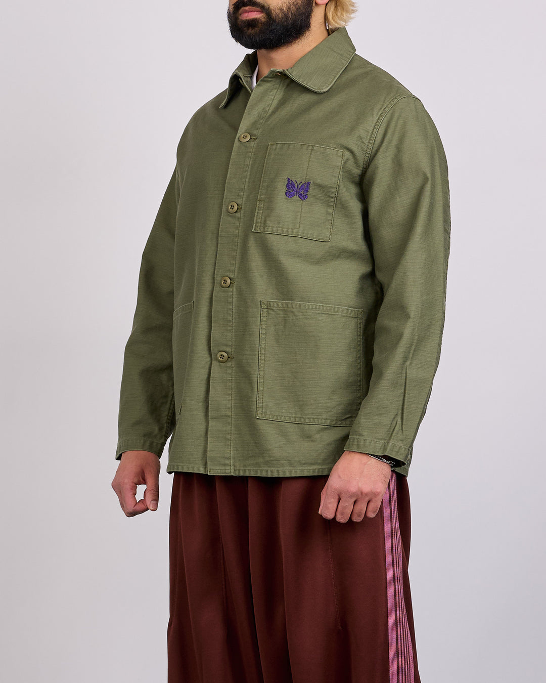 Needles Reversed Sateen Coverall Jacket Black