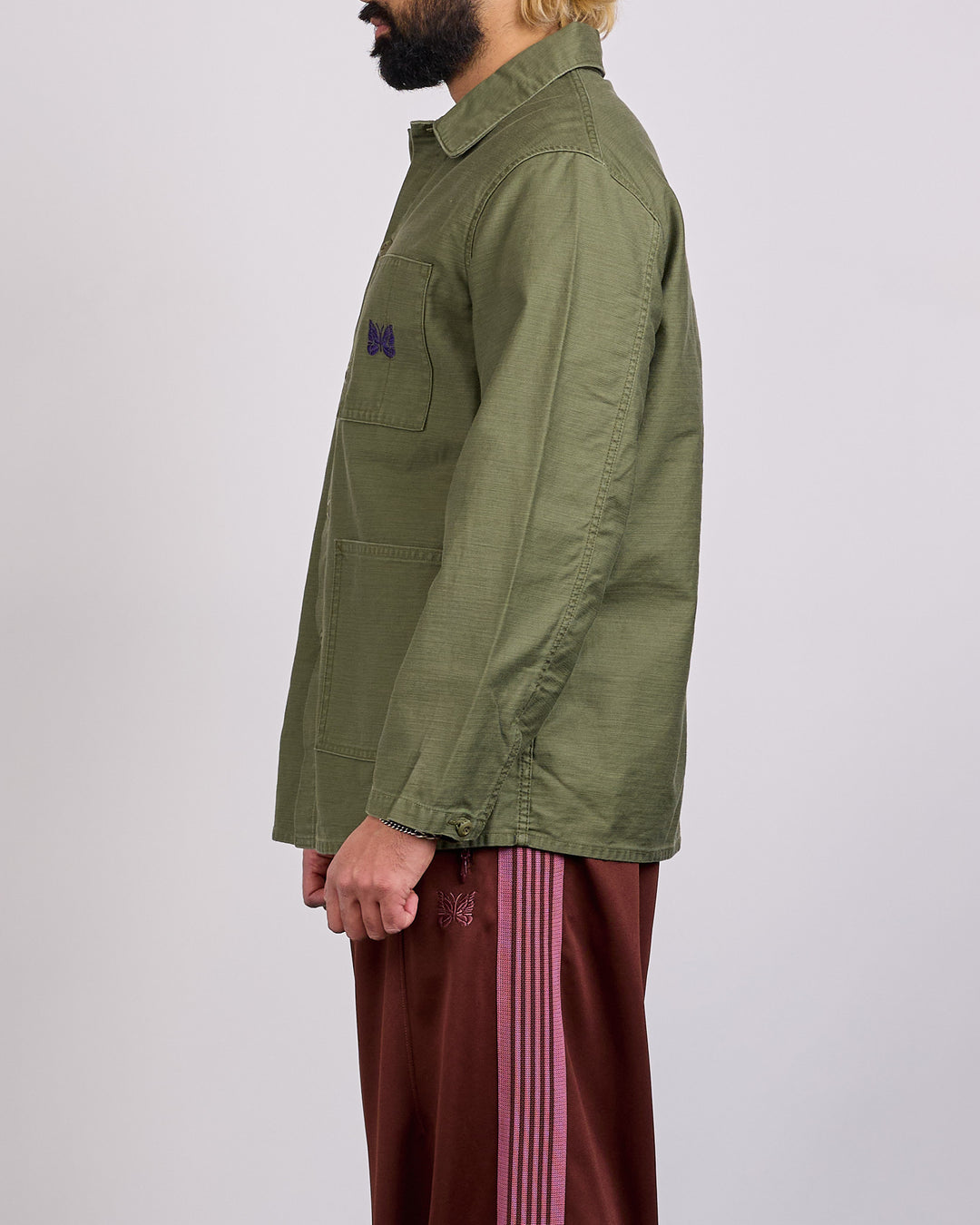 Needles Reversed Sateen Coverall Jacket Black