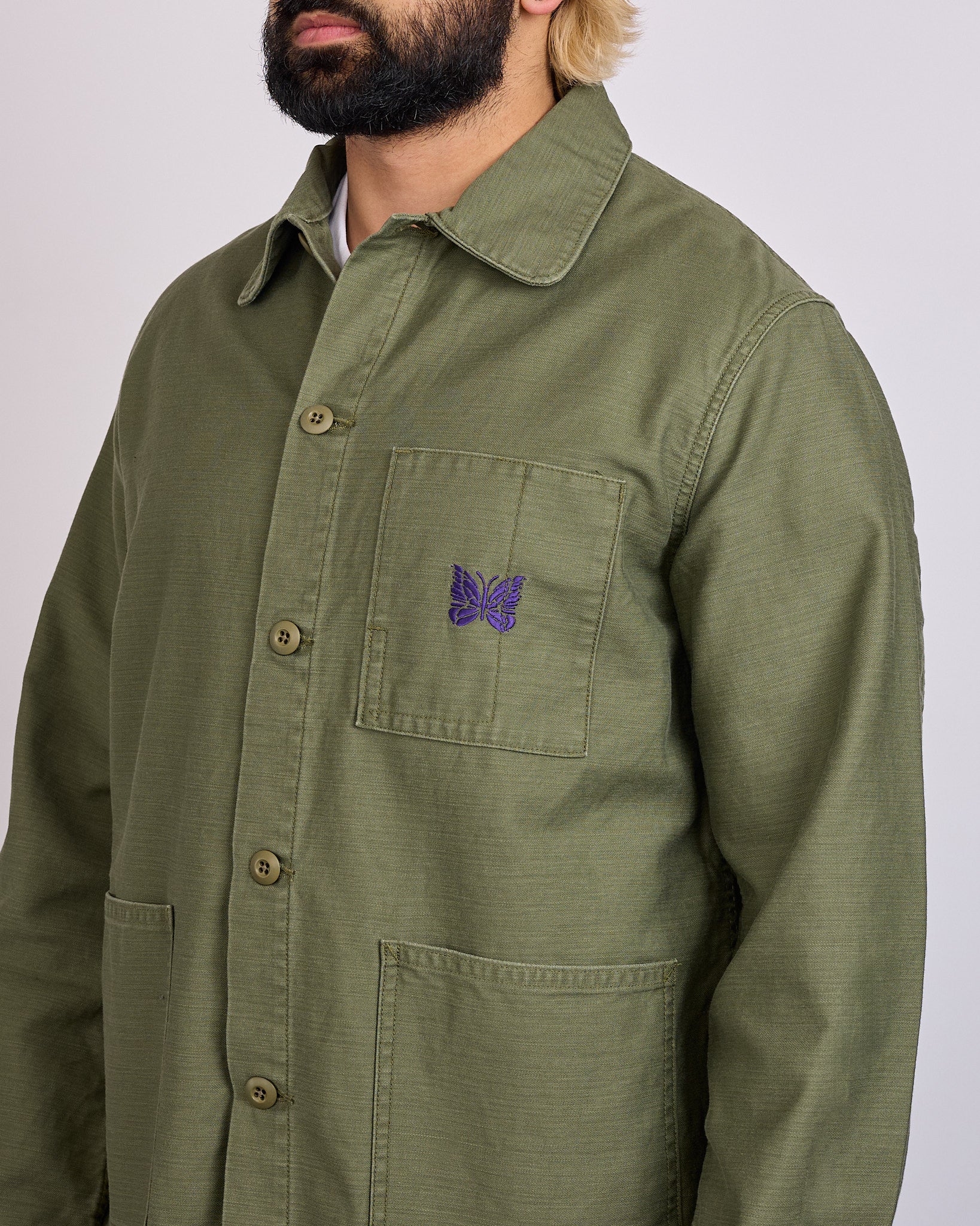 Needles Reversed Sateen Coverall Jacket Black – LESS 17