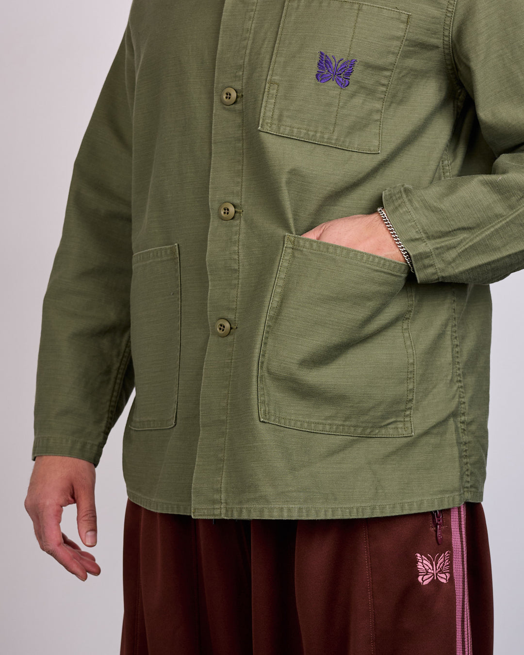 Needles Reversed Sateen Coverall Jacket Black