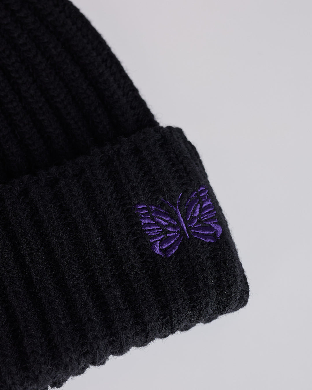 Needles Shetland Wool Watch Cap Roll Cuff Beanie Black
