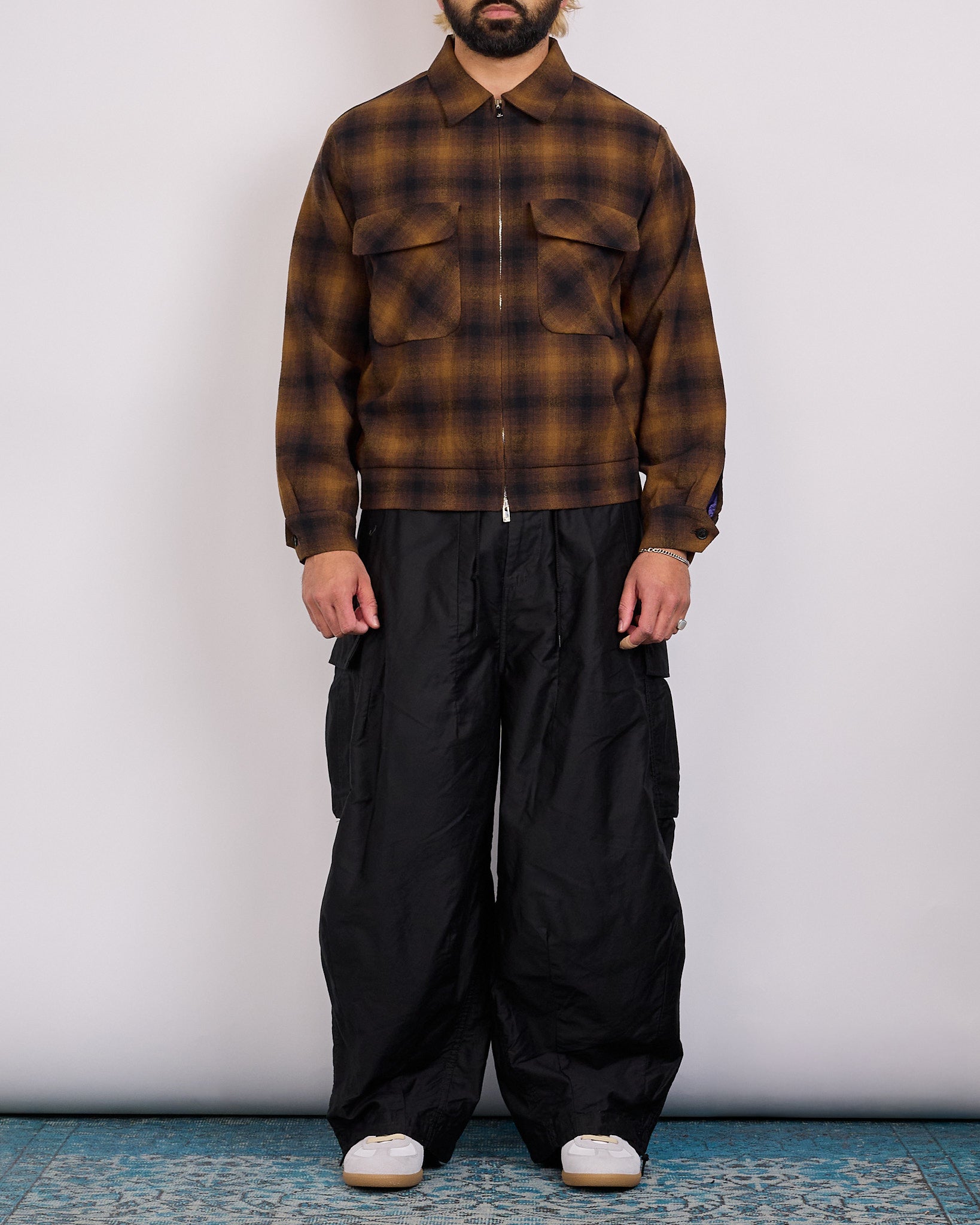 Needles Sports Jacket Wool Ombre Plaid Brown – LESS 17