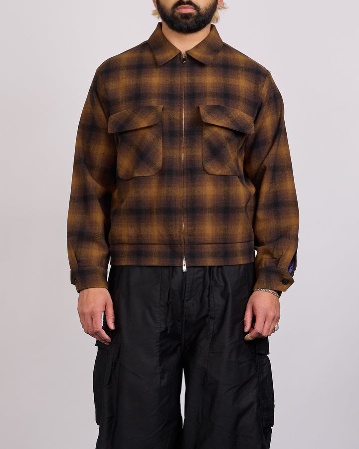 Needles Sports Jacket Wool Ombre Plaid Brown