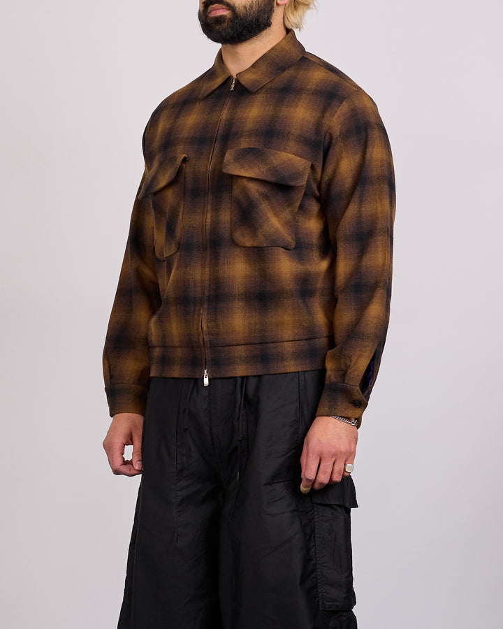 Needles Sports Jacket Wool Ombre Plaid Brown