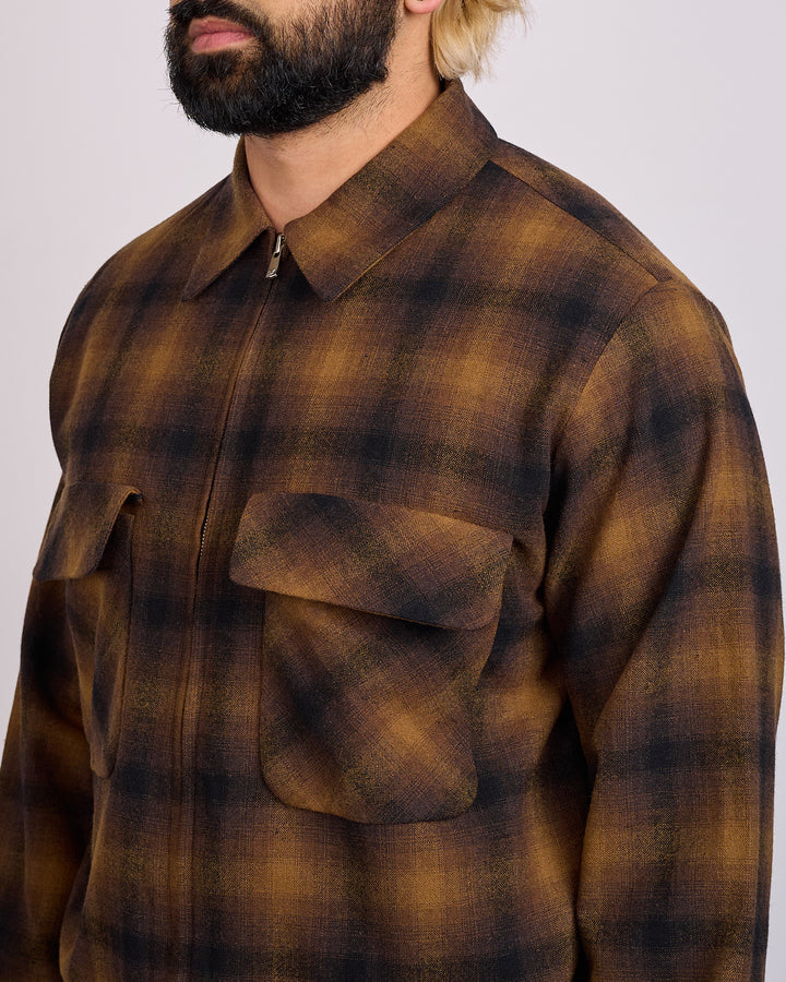 Needles Sports Jacket Wool Ombre Plaid Brown