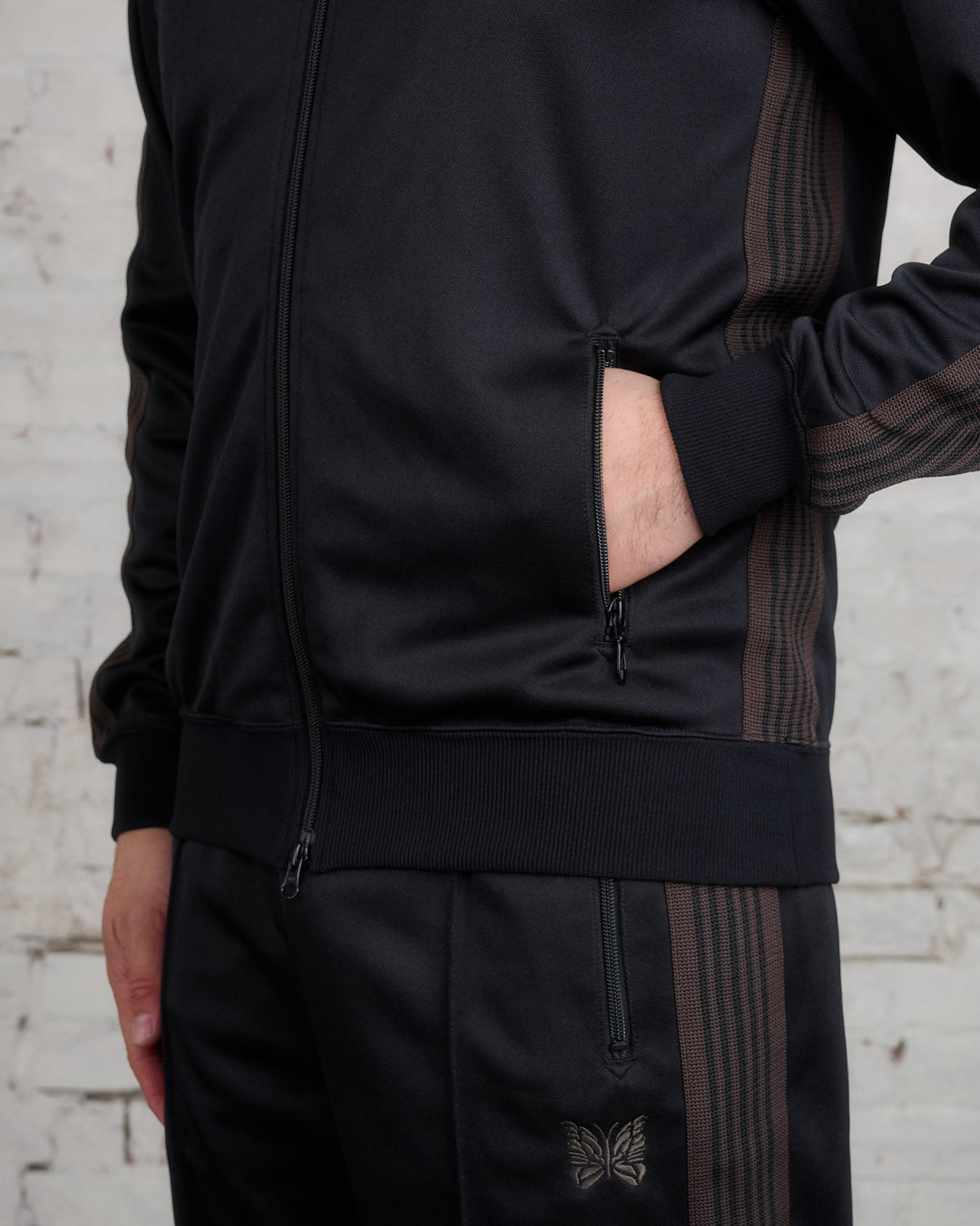 Needles Track Jacket Poly Smooth Dark Black