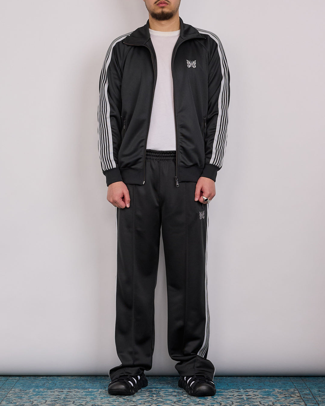 Needles Track Jacket Poly Smooth Charcoal