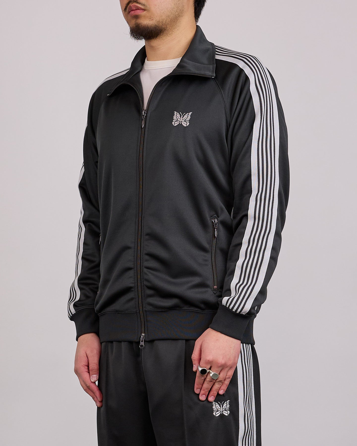 Needles Track Jacket Poly Smooth Charcoal – LESS 17