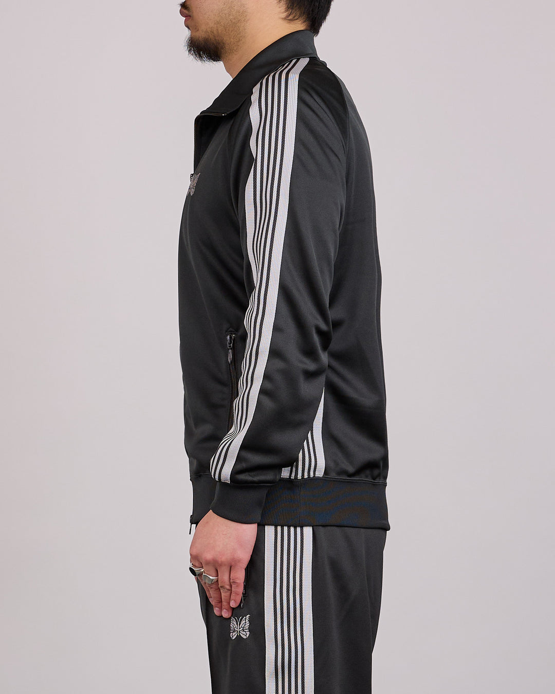 Needles Track Jacket Poly Smooth Charcoal