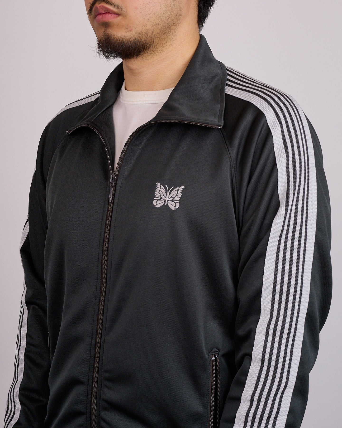 Needles Track Jacket Poly Smooth Charcoal – LESS 17