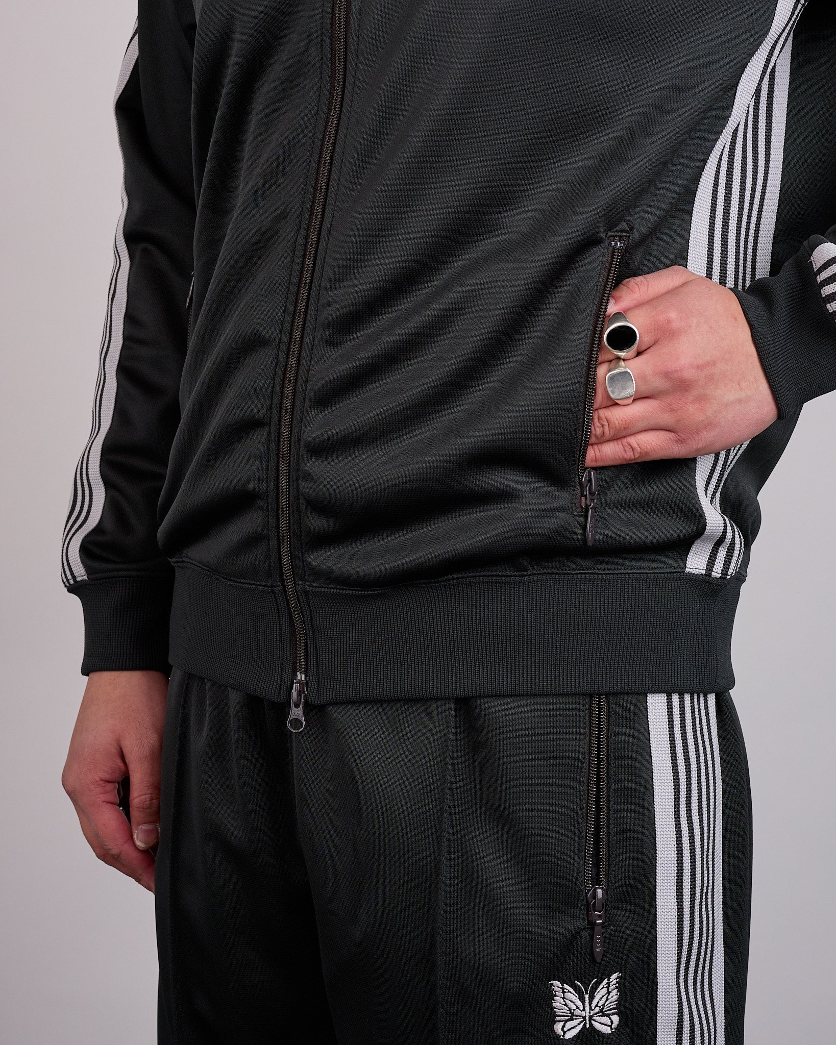 Needles Track Jacket Poly Smooth Charcoal – LESS 17