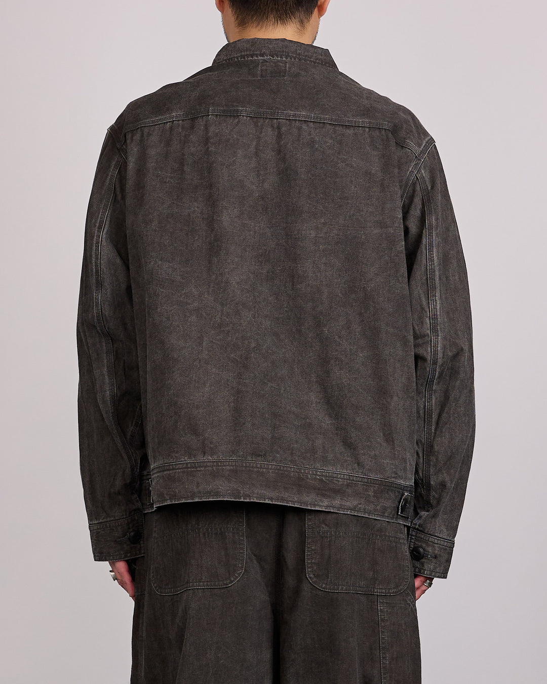 Needles Zipped Work Jacket Cotton-Linen Canvas Sumi Dye Black