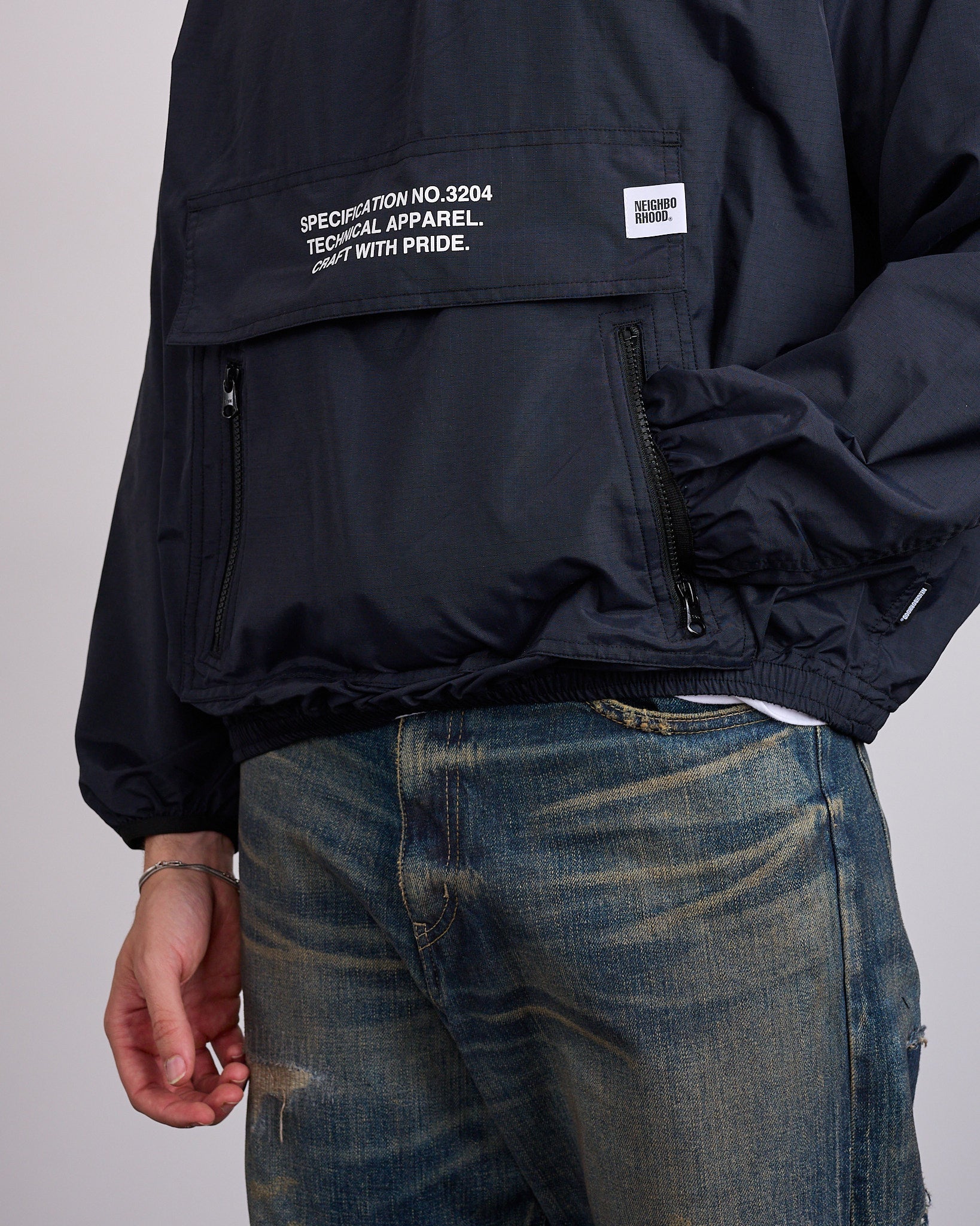 NEIGHBORHOOD◆20AW/ANORAK/N-JKT/ナイロンジャケット/S/ナイロン/BLK/無地/202TSNH-JKM04 ANORAK JACKET