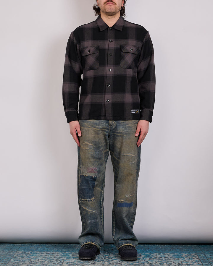 Neighborhood Buffalo Check Button Shirt Gray