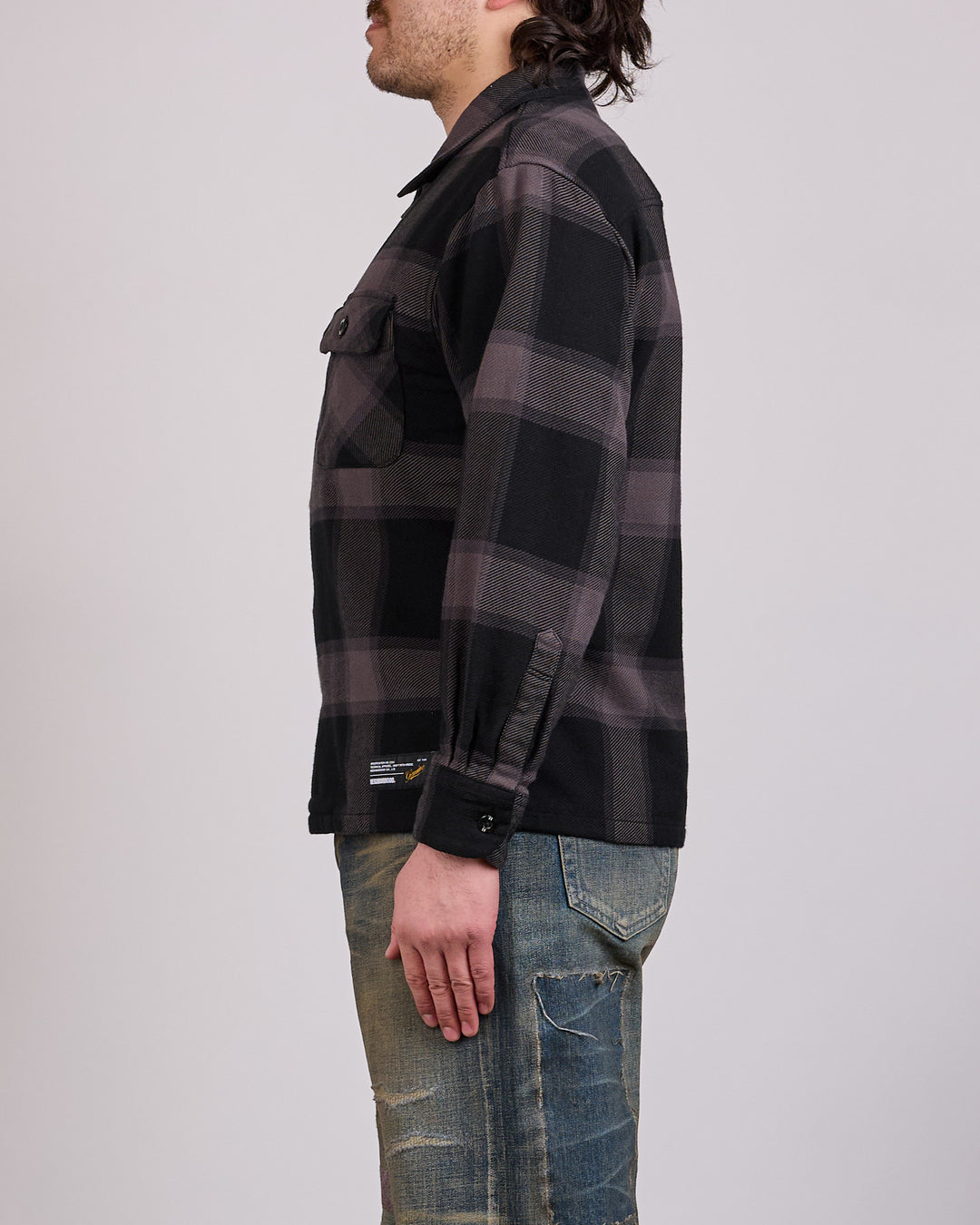 Neighborhood Buffalo Check Button Shirt Gray