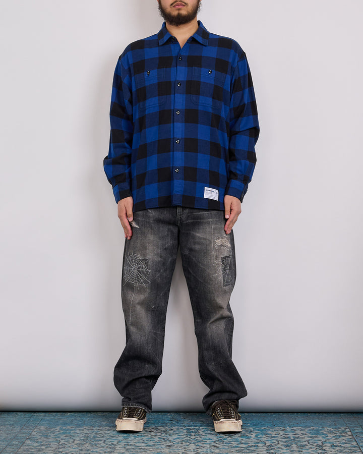 Neighborhood Buffalo Check Button Shirt LS 262 Blue
