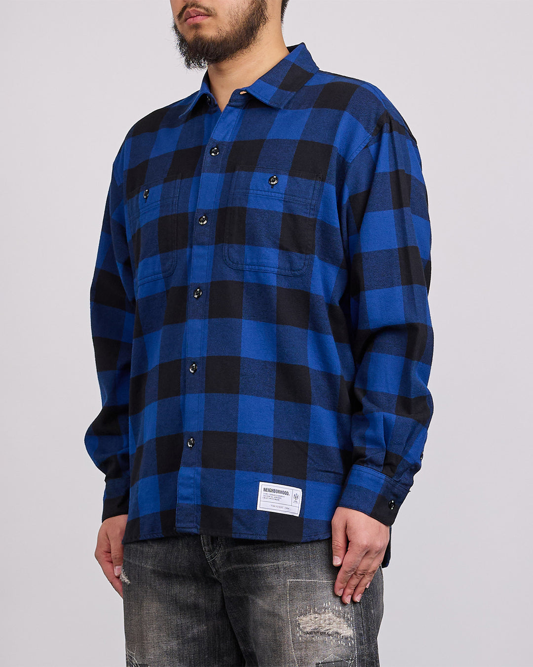 Neighborhood Buffalo Check Button Shirt LS 262 Blue