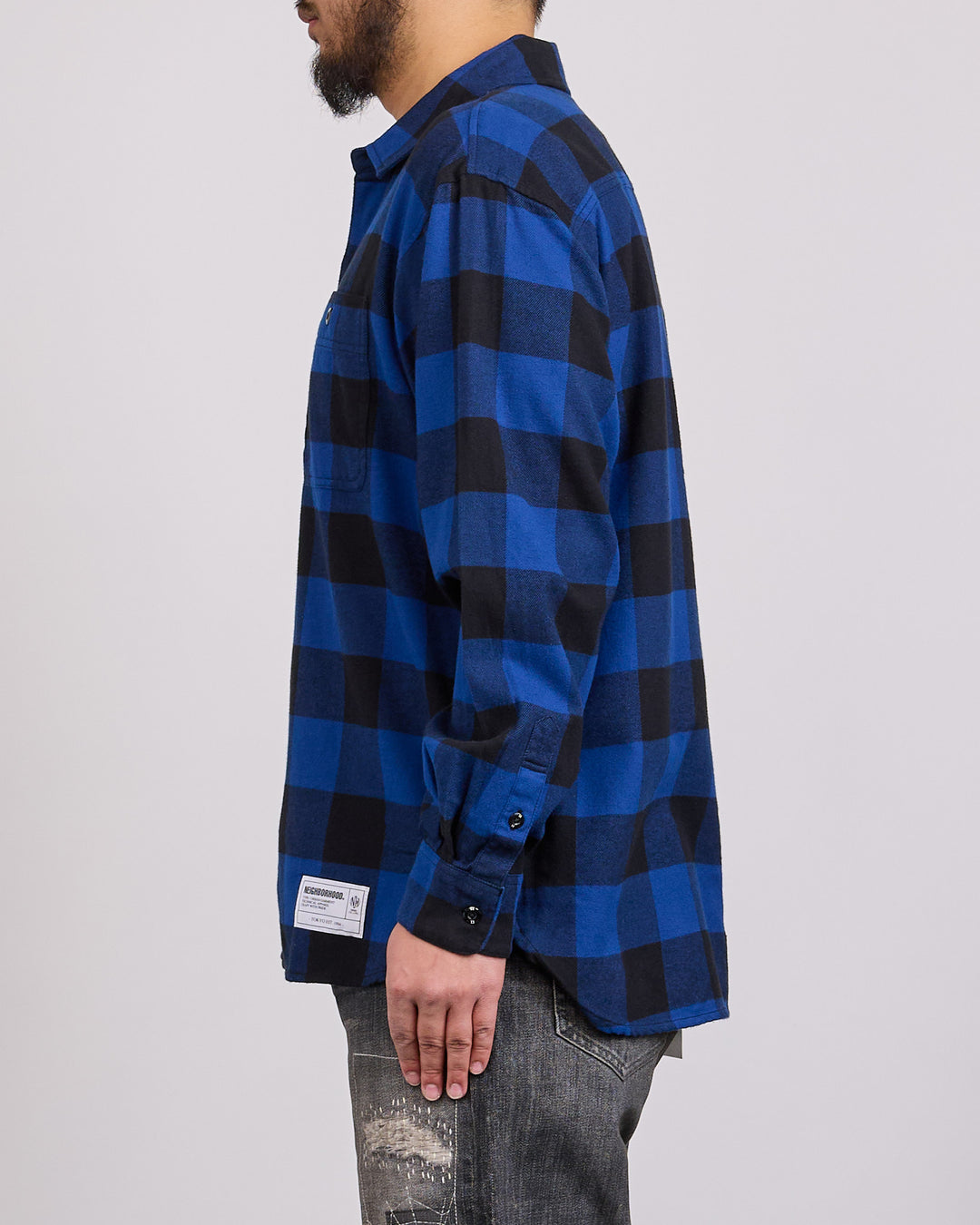 Neighborhood Buffalo Check Button Shirt LS 262 Blue