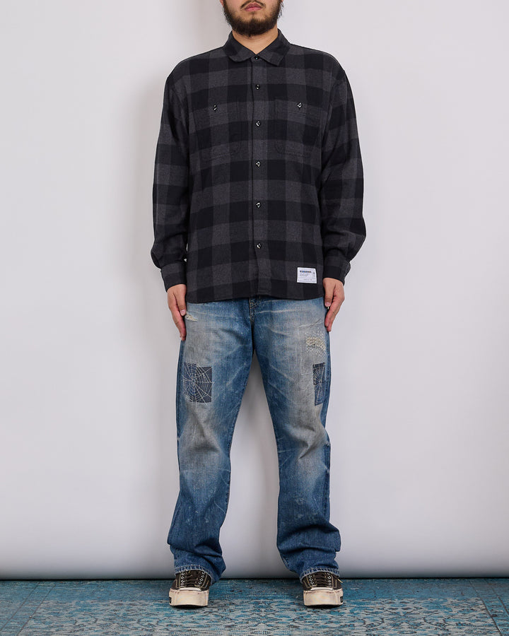 Neighborhood Buffalo Check Button Shirt LS 262 Gray
