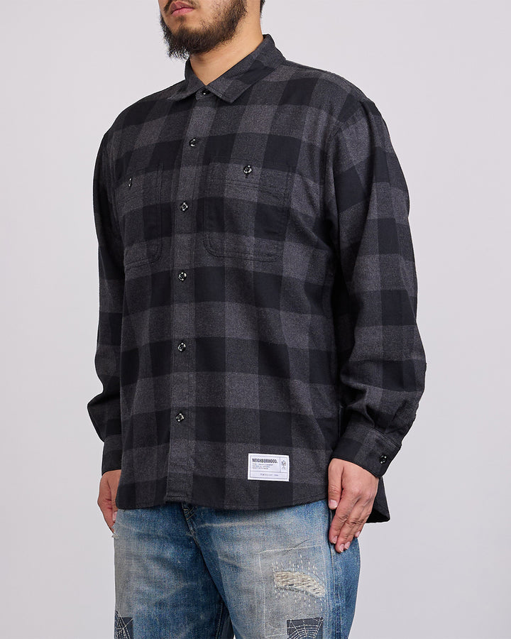 Neighborhood Buffalo Check Button Shirt LS 262 Gray