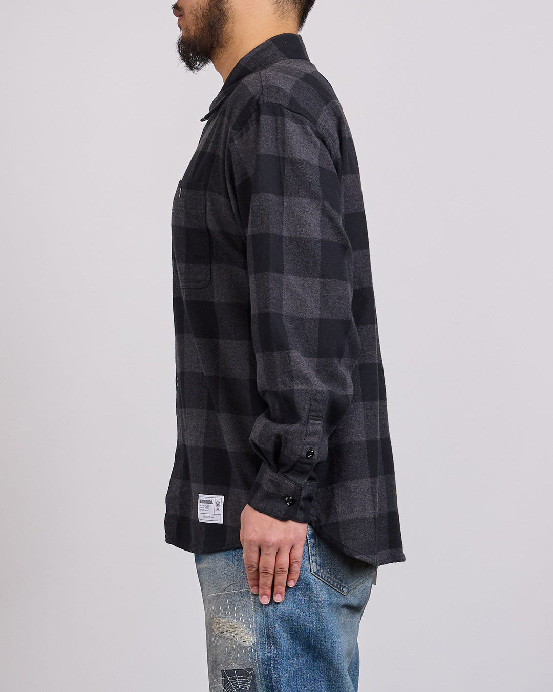 Neighborhood Buffalo Check Button Shirt LS 262 Gray