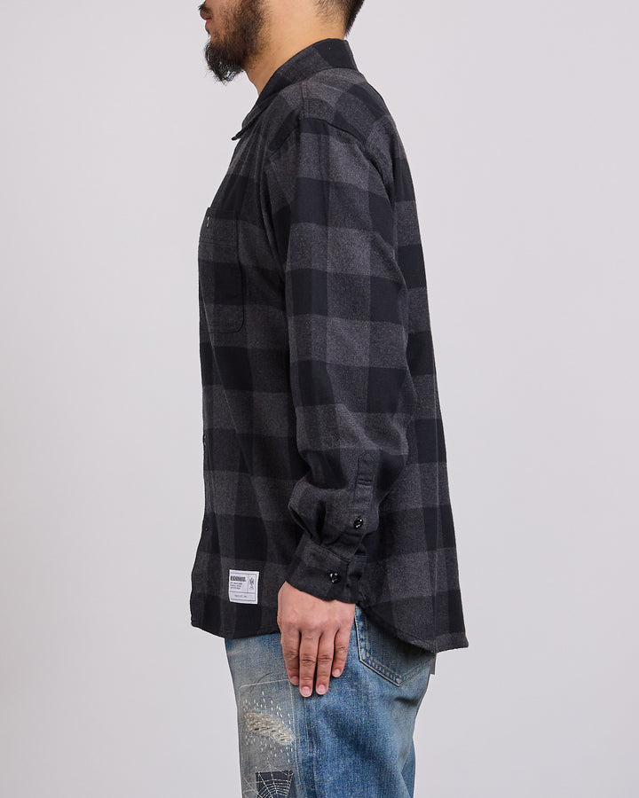 Neighborhood Buffalo Check Button Shirt LS 262 Gray