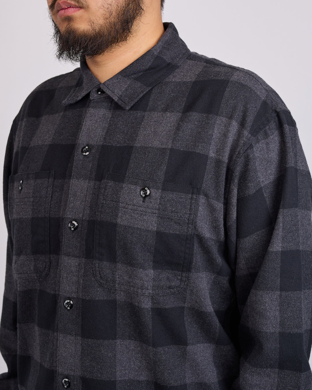 Neighborhood Buffalo Check Button Shirt LS 262 Gray