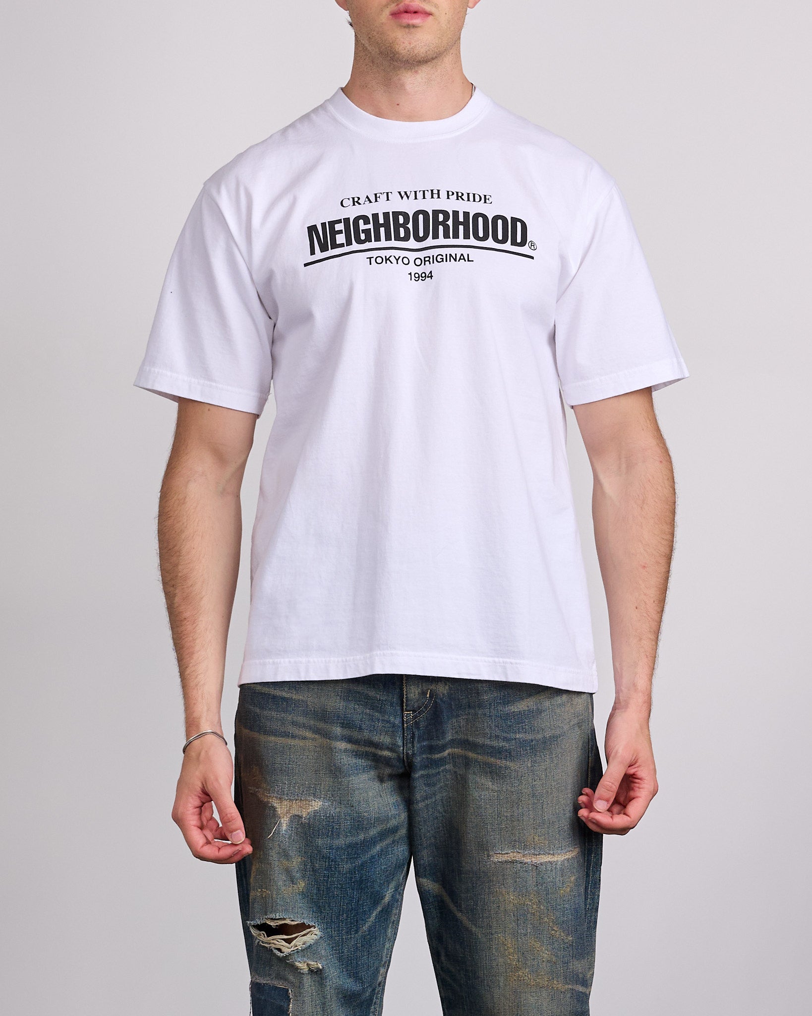 マ*ロ様 NEIGHBORHOOD HOODS クルーネックTシャツ ホワイト Neighborhood SS-1 T-Shirt White – LESS 17
