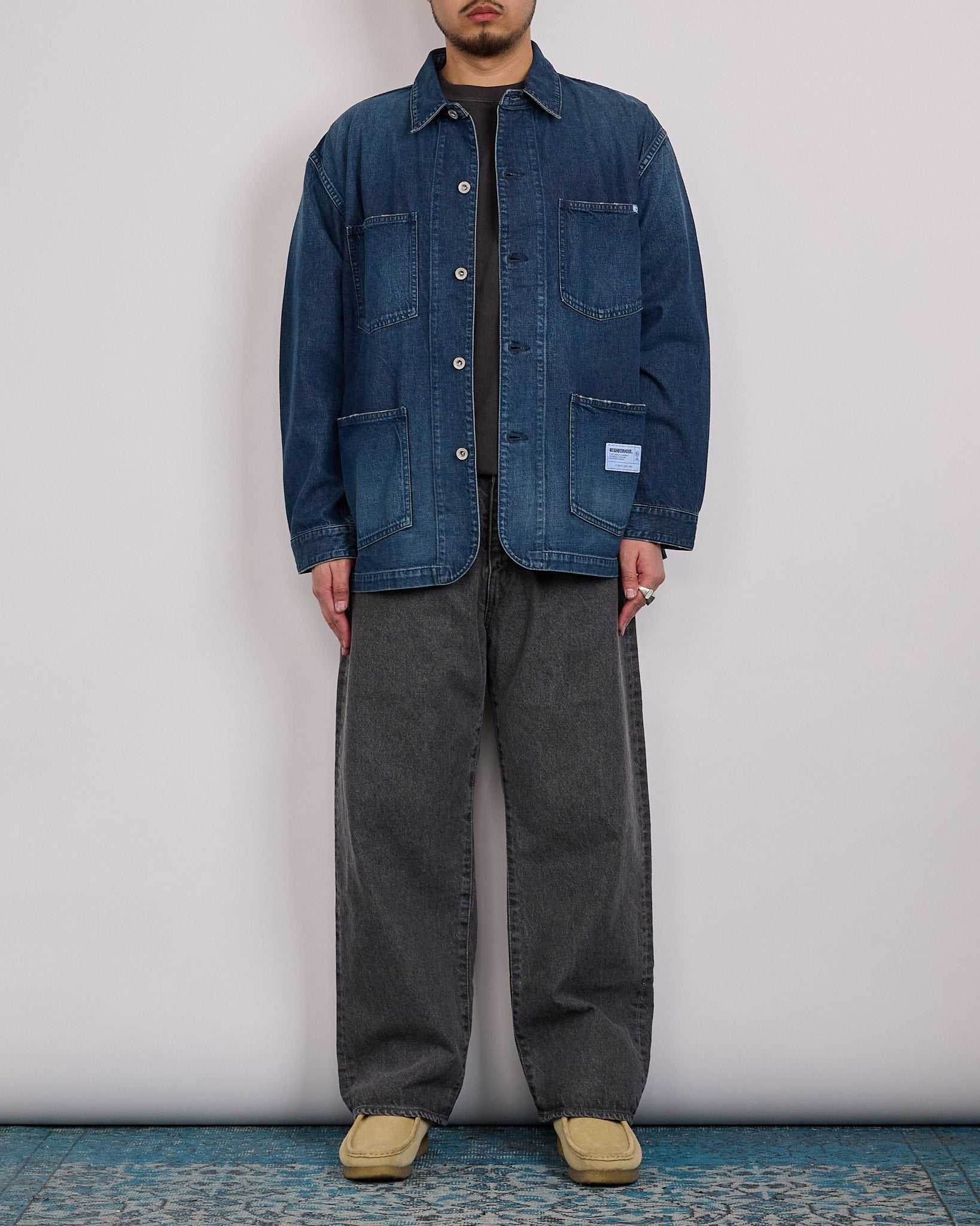 【チャック】Neighborhood カバーオール cover all WASHED DENIM COVERALL JACKET