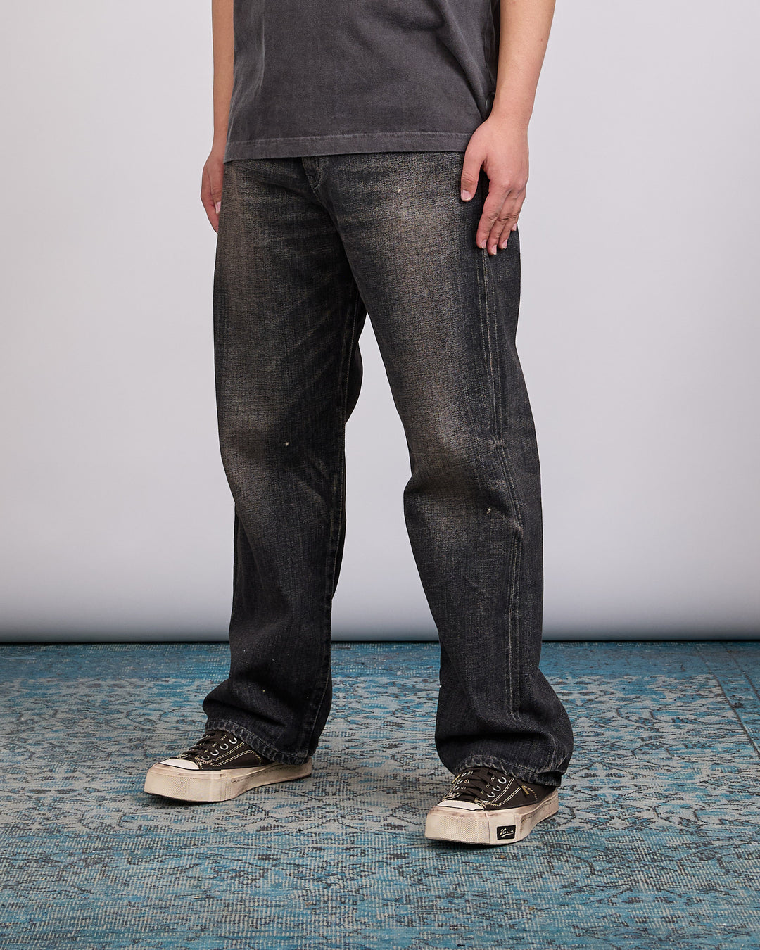 Neighborhood Washed Denim Full Cut Pant 262 Black