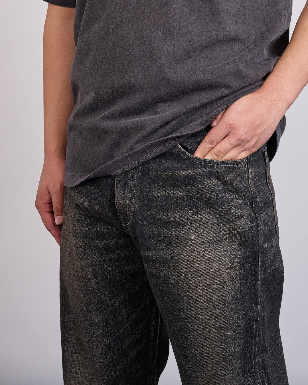 Neighborhood Washed Denim Full Cut Pant 262 Black