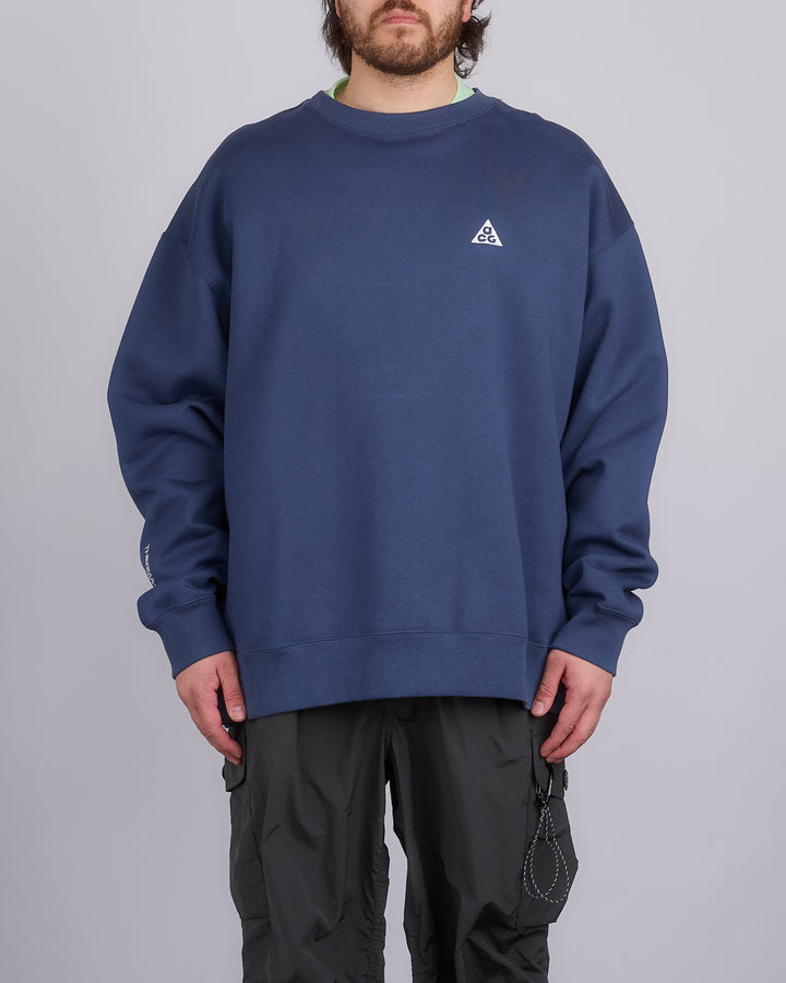 Nike ACG Therma-FIT "Tuff Fleece" Crewneck Sweatshirt Thunder Blue Summit White