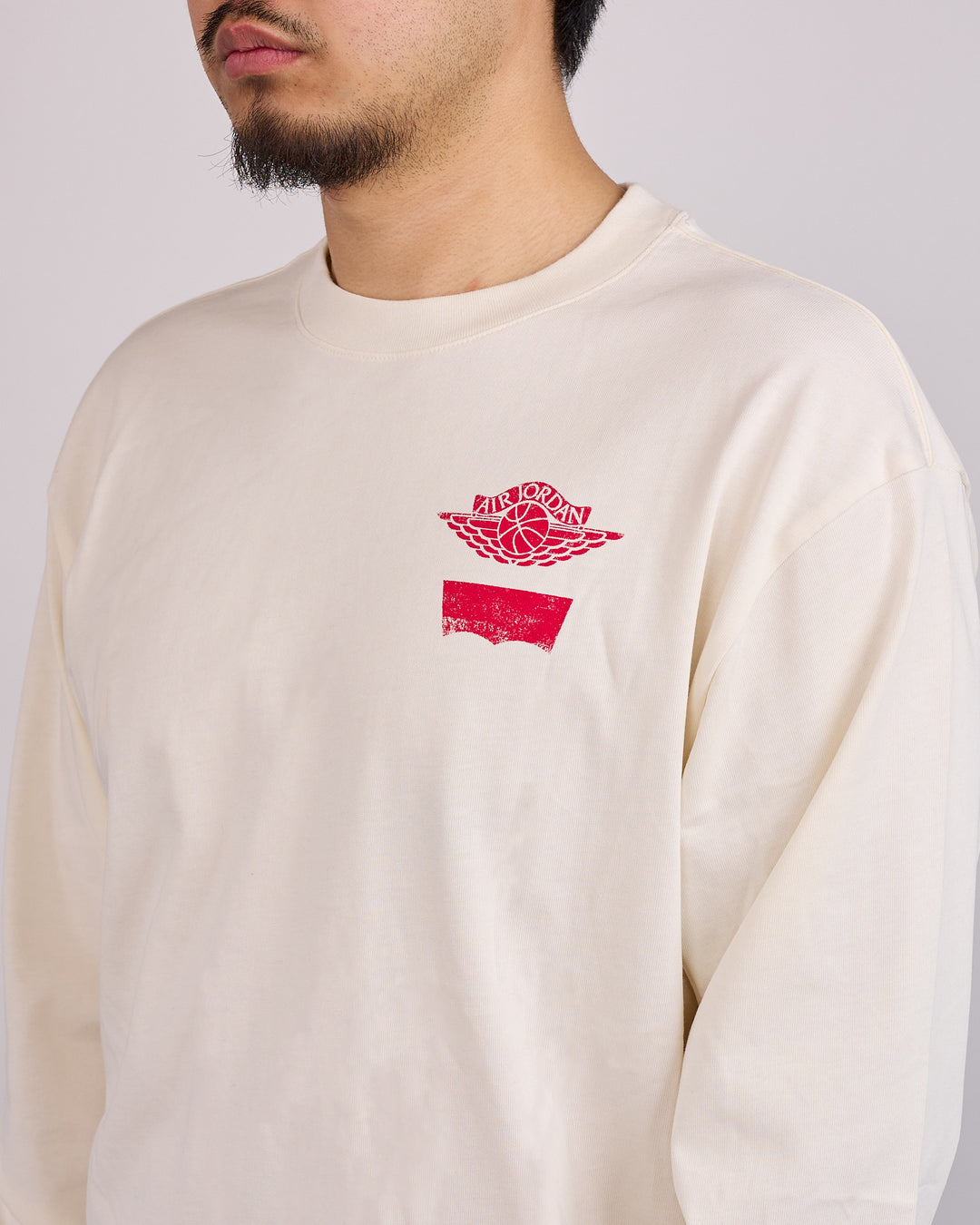 Nike Air Jordan x Levi's® Long Sleeve T-Shirt Pale Ivory Black University Red