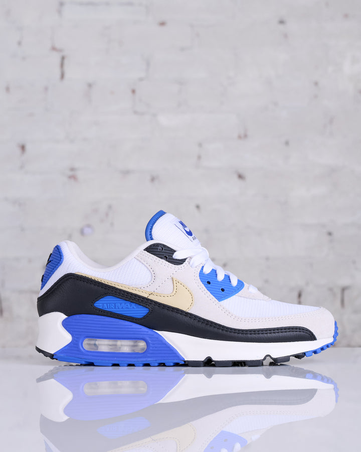 Nike Men's Air Max 90 Premium White/Khaki-Racer Blue-Black