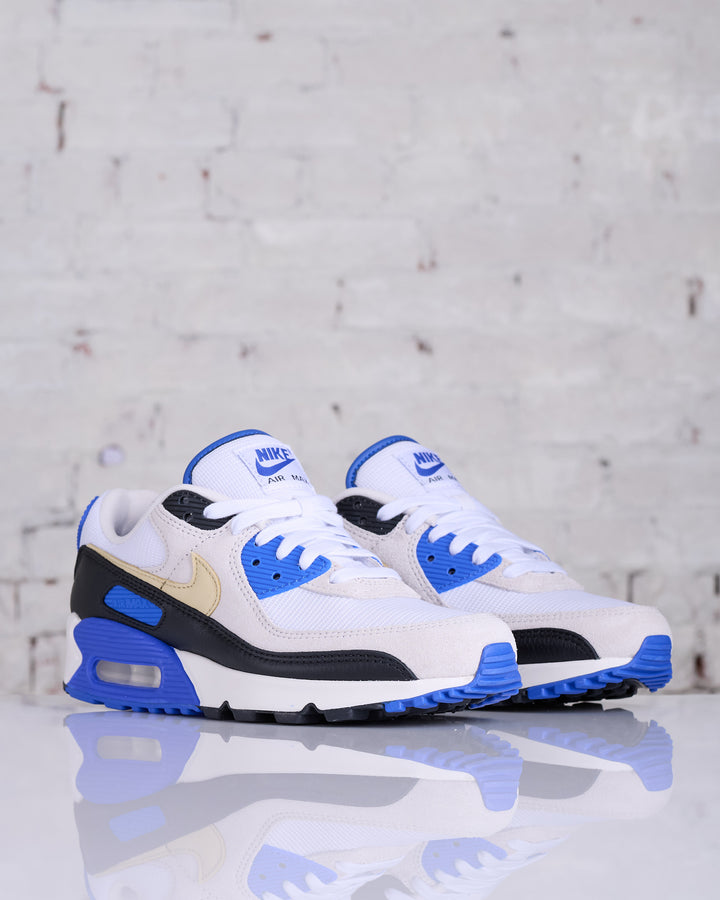 Nike Men's Air Max 90 Premium White/Khaki-Racer Blue-Black