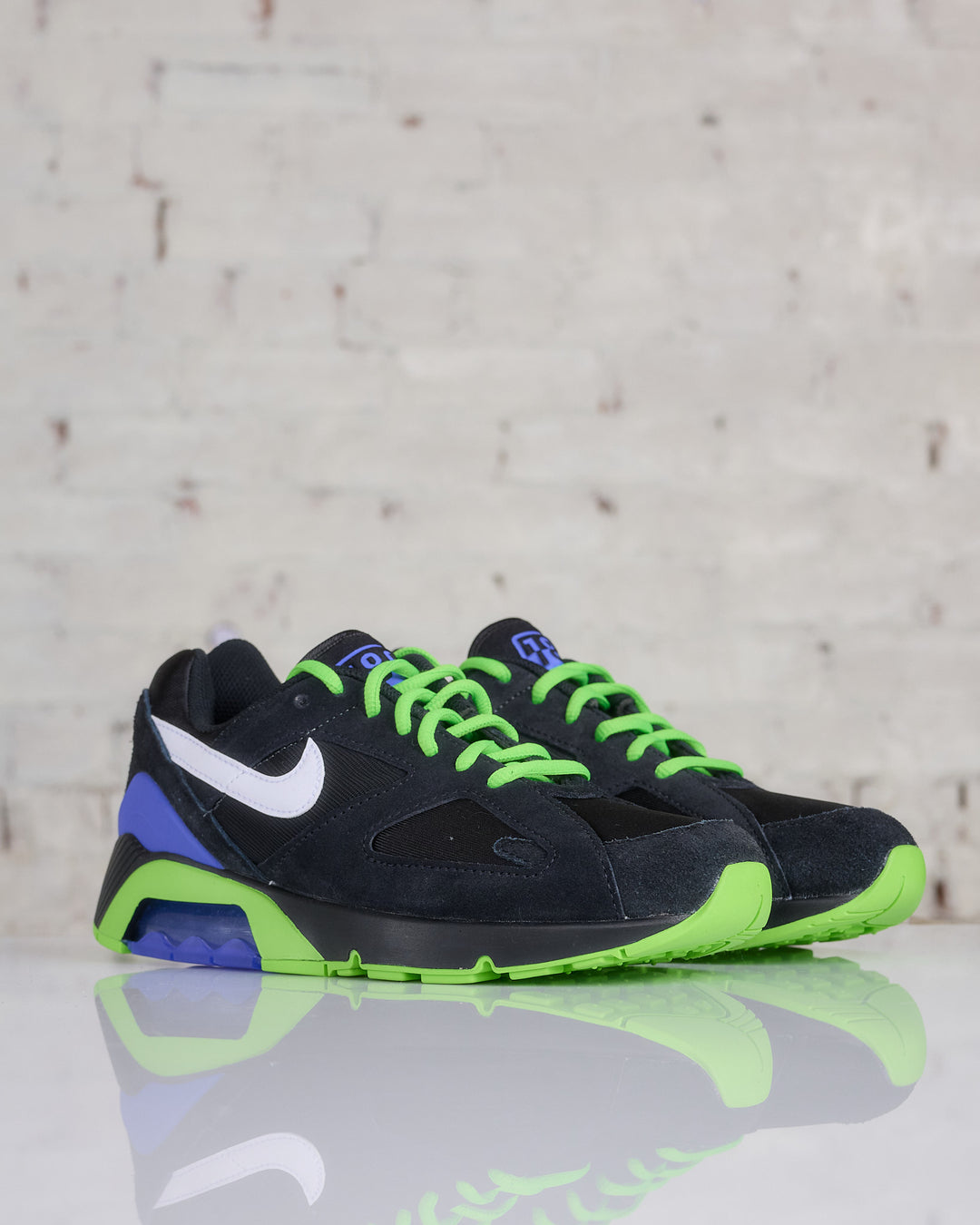 Nike Men's Air Max 180 Black White-Action Green-Persian Violet