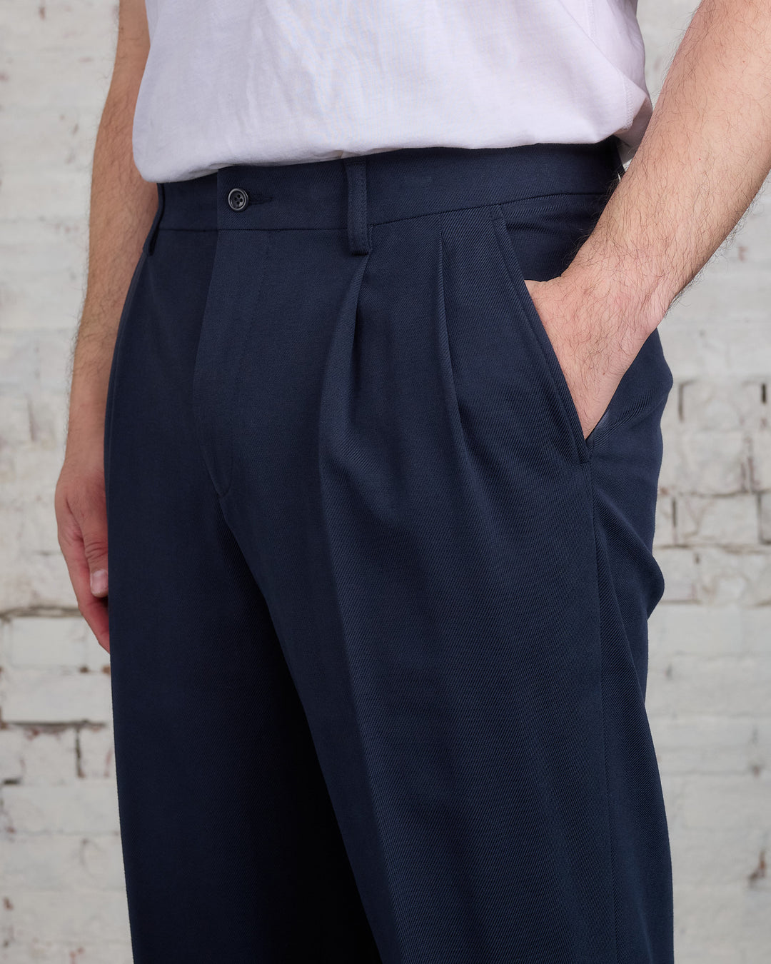 Norse Projects Benn Relaxed Cotton Wool Trouser Dark Navy