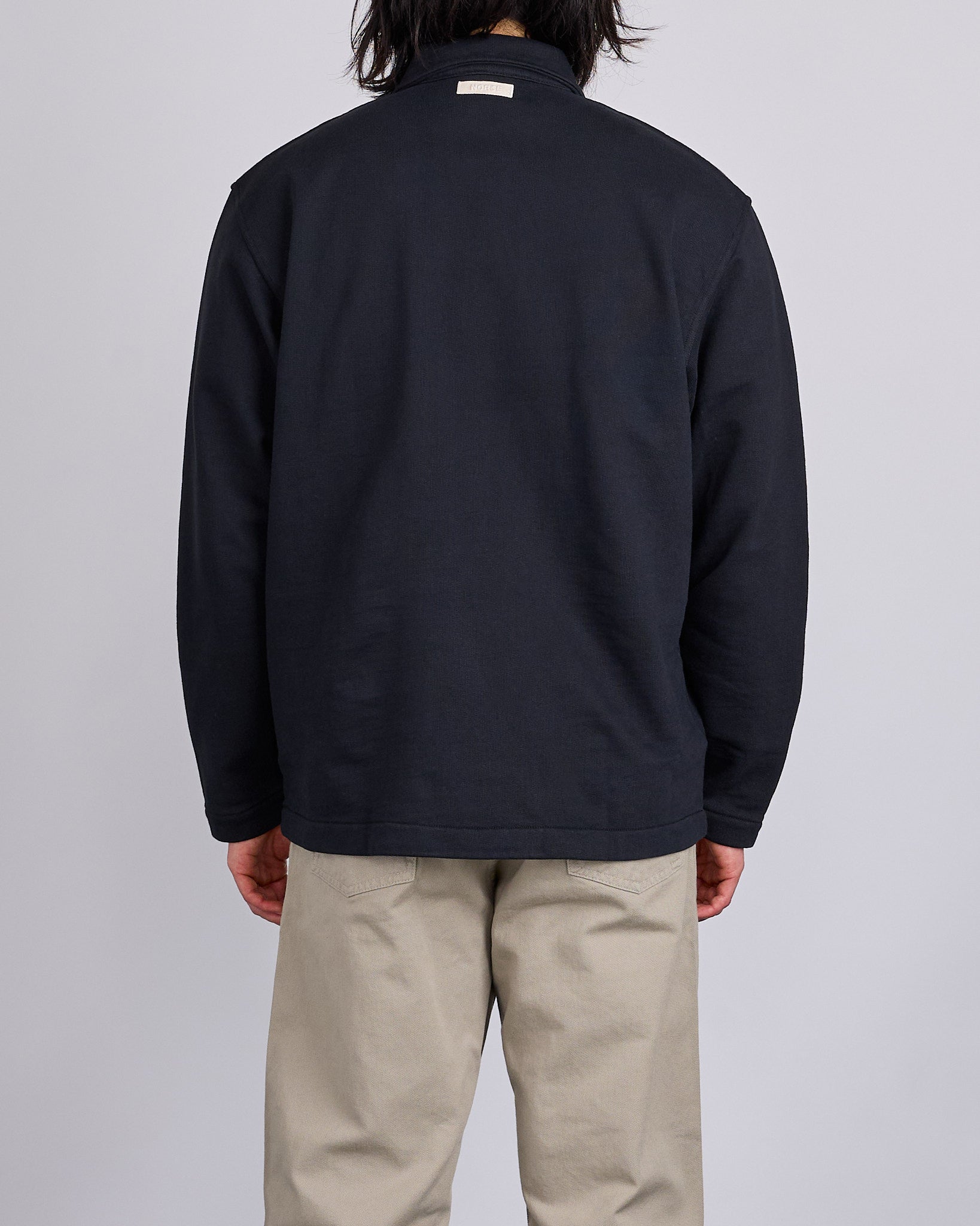 Norse Projects Fraser Relaxed Organic Loopback LS Black