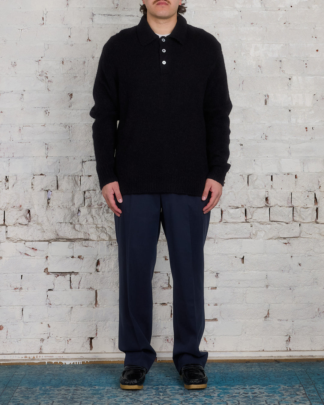 Norse Projects Rasmus Relaxed Brushed Polo Black