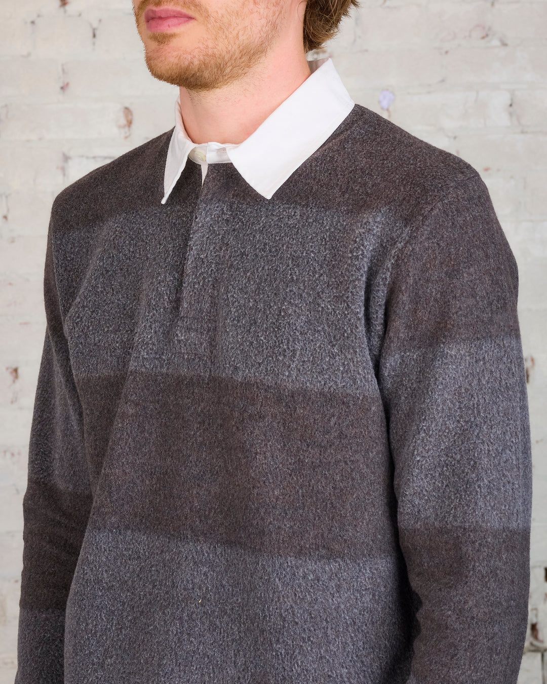 Norse Projects Rebuen Brushed Jersey Rugby Shirt Espresso