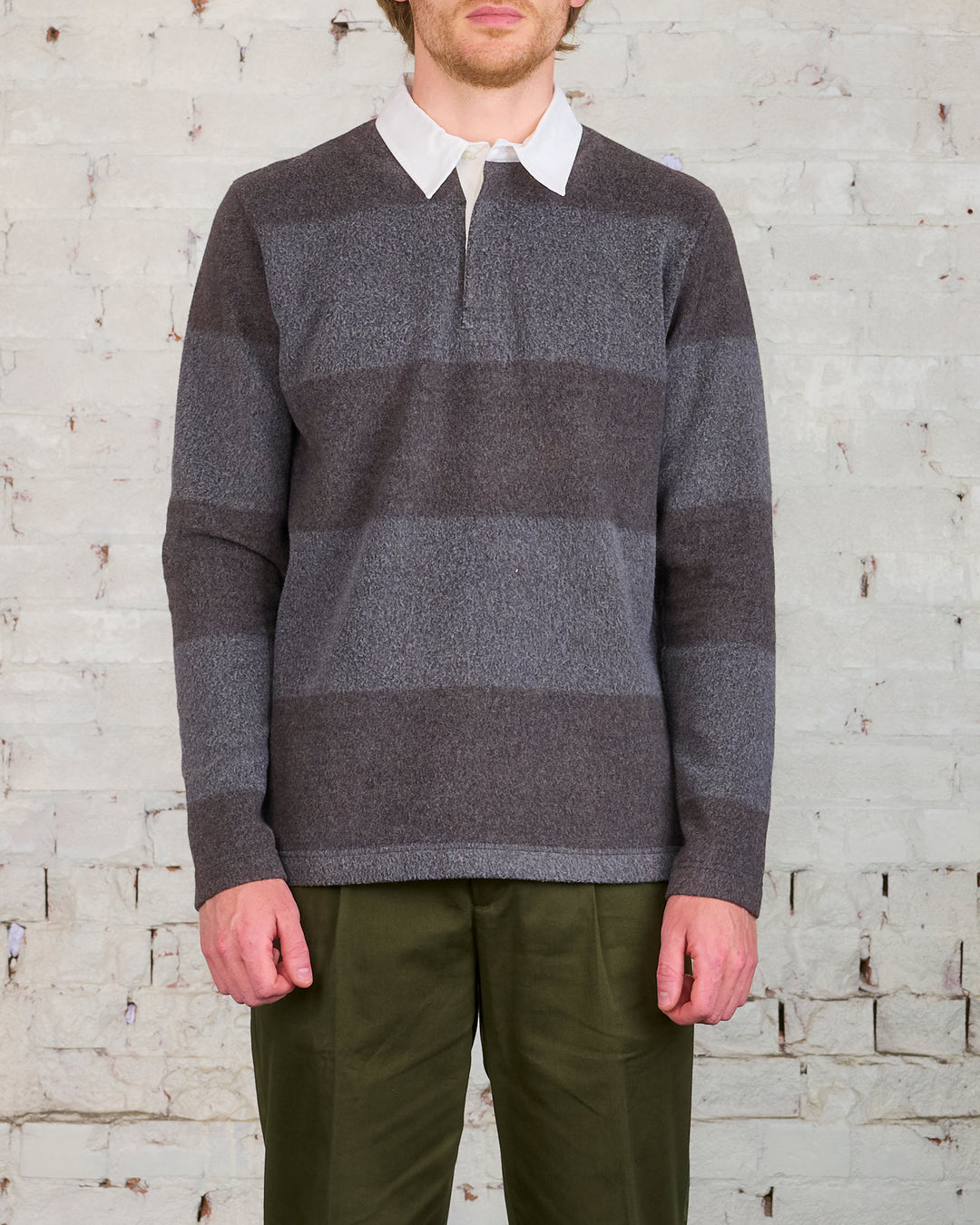 Norse Projects Rebuen Brushed Jersey Rugby Shirt Espresso