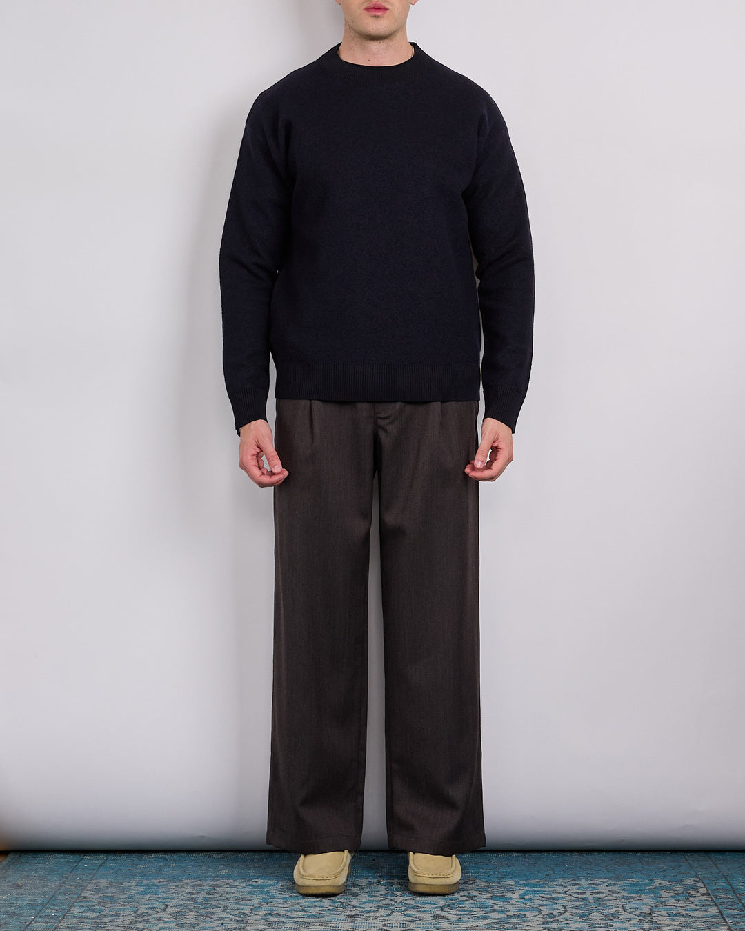 Norse Projects Rom Boiled Wool Crewneck Sweater Dark Navy