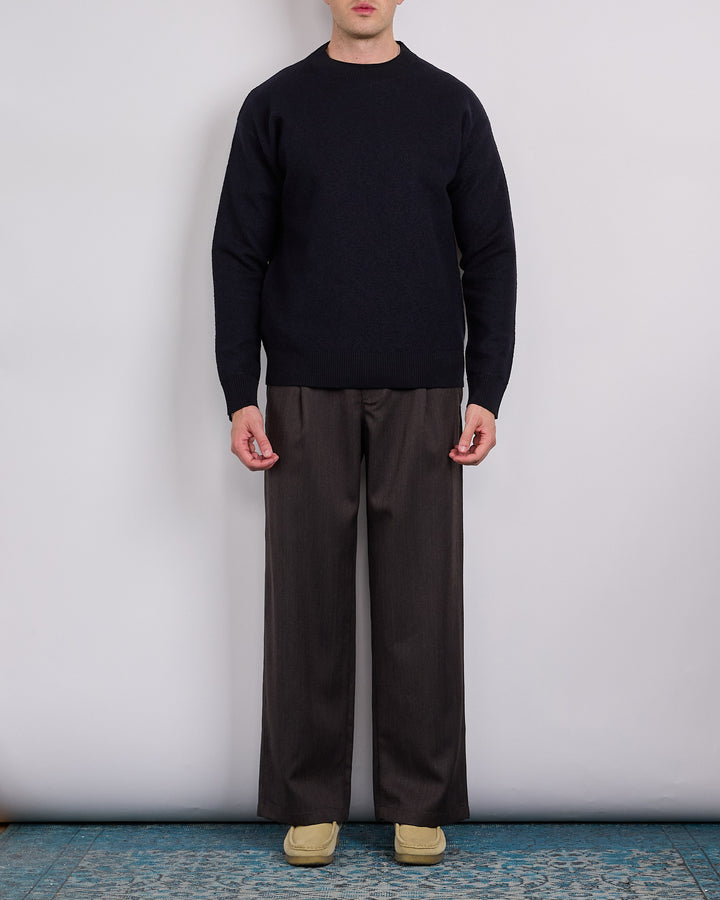 Norse Projects Rom Boiled Wool Crewneck Sweater Dark Navy