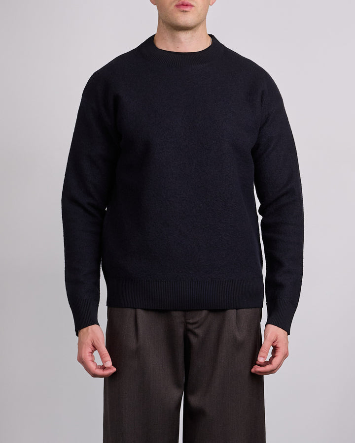 Norse Projects Rom Boiled Wool Crewneck Sweater Dark Navy