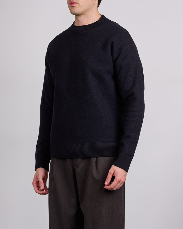 Norse Projects Rom Boiled Wool Crewneck Sweater Dark Navy