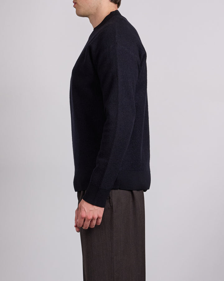 Norse Projects Rom Boiled Wool Crewneck Sweater Dark Navy