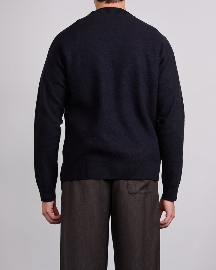 Norse Projects Rom Boiled Wool Crewneck Sweater Dark Navy