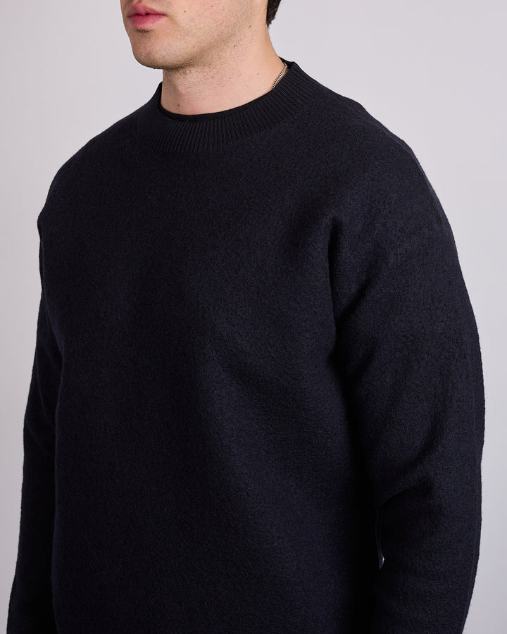 Norse Projects Rom Boiled Wool Crewneck Sweater Dark Navy